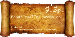 Fehérvári Szabolcs névjegykártya