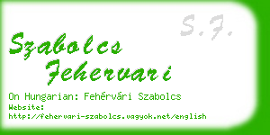 szabolcs fehervari business card
